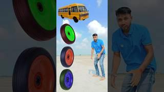 Rounding wheel to bus, toto, truck & tractor - Vehicles names magic video