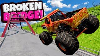 Using Random Vehicles to Jump BROKEN BRIDGES in BeamNG Drive Mods!