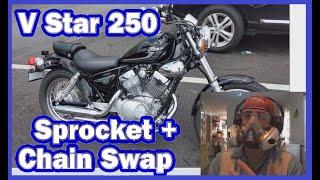 2018 Yamaha Virago / Vstar 250 17/40 Sprocket Swap WITHOUT bike stand + 114 to 112 O-Ring Chain Swap