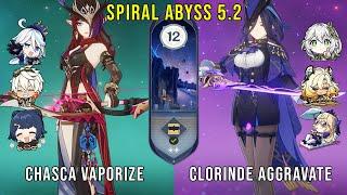 C0 Chasca Vaporize and C0 Clorinde Aggravate | Genshin Impact Abyss 5.2 Floor 12 9 Stars