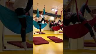New aerial yoga trick “skirt”   | Fly yoga  for beginners | Aerial class #aerialyoga #shortsvideo