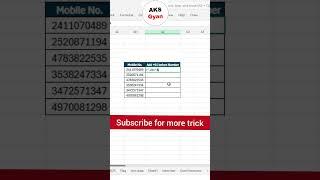 Add +91 Before number | #excel #excelshortcuts #exceltips #exceltricks #education #shortsfeed