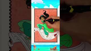 Coloring Jasmine On Magic Carpet #disneyprincess #coloring #art #disney #aladdin