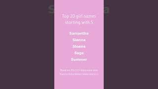 Top 20 girl names starting with S