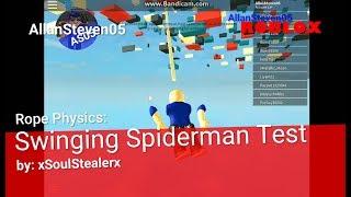 Acting like a Spiderman by swinging with a Rope in Roblox