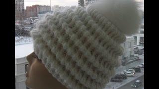 Женская шапка спицами " Волны"-Women's cap spokes "Waves" (Шапка #26)