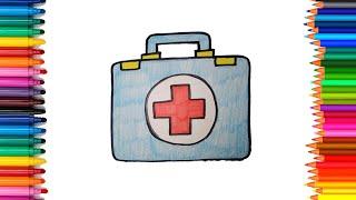 How to draw First Aid BOX. Как нарисовать Аптечку первой помощи