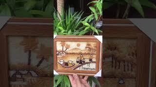 Vintage Handmade Unique Rice Painting Authentic Vietnamese Art. Ship to Worldwide