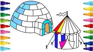 How to Draw an Igloo | Tent | Hut | Coloring Pages | YZArts