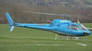 H125 G-SPVK AT THE CHELTENHAM FESTIVAL HELIPORT 17-3 EVENING DEPARTURES