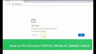 How to fix Chrome  Aw, Snap! Error Code  STATUS INVALID IMAGE HASH permanently in 1 minute