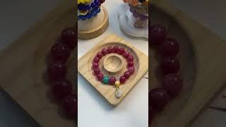 Red Stripe Emerald Shadow! "Crimson Story" bracelet making tutorial #crystals #beads #claybracelet