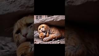 Heart-Wrenching Moment: Mother Cat Protects Crying Kitten  #cat  #funny #cute #funnypets  #kitten