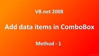 ComboBox Tutorial 1-VB.net 2008