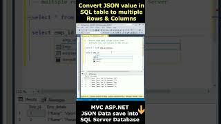 Convert JSON data values into Table rows and columns #sqlserver #json