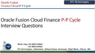 Oracle Fusion Cloud Finance P-P Cycle Interview | Questions | Finance | Real TimeTraining| Placement