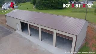 4 Door Garage Metal Building Manufactured By Carolina Carports!