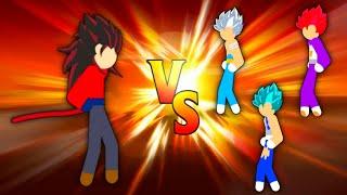 Stickman Warriors Fight - Goran SSJ4 vs Vegeta God, Vegeta Blue, Vegeta Ultra #2