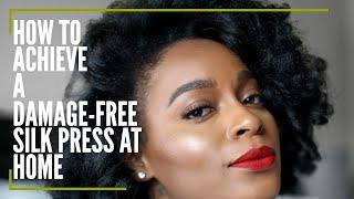 How to Achieve a Silk Press on Natural Hair with NO heat damage (with Design Essentials)!