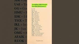 TRENDING SMS WORDS #learnenglish #basicenglish #english #grammar #vocabulary #ielts #education #yt