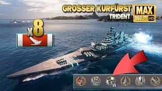 Battleship "Grosser Kurfürst" dominates on map Trident - World of Warships