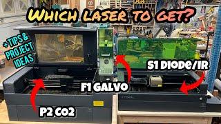 Which laser to get?: Side by side comparison of xTool P2 CO2, F1 Galvo, and S1 Diode/IR Lasers