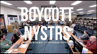 DIVEST NYSTRS: New York Teachers You Can't Hide, NYSTRS Funding Genocide. Free Palestine