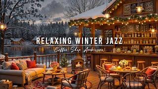 Cozy Winter Porch Ambience with Smooth Jazz Instrumental Music  Relaxing Jazz Music for Work, Study