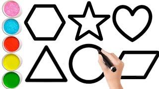 Shapes drawing for kids, Learn 2d shapes, colors for toddlers | Preschool Learning#drawing #shapes