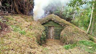 Building Complete Survival Bushcraft Shelter underground Secrets, Overnigh, Bamboos Shelter