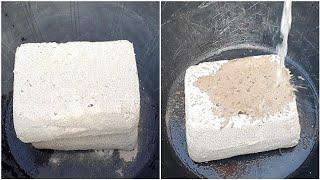 ASMR:;Big blocks of soft sand cement crumbling dry &dip/satisfying video 