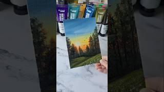 Easy way to paint a sunset scenery / acrylic painting ideas