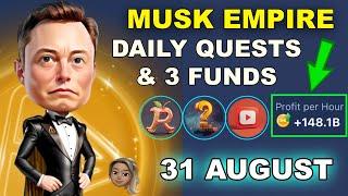 X Empire 31 August Riddle of the day Rebus of the day Youtube episode code 3 funds musk empire combo