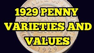 1929 Penny vaieties and values