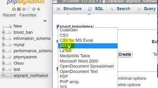 How to Export Database Code to Json File in PHPmyAdmin