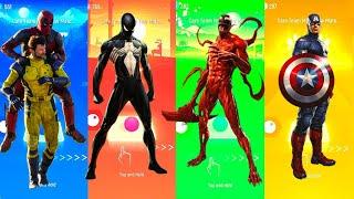 Tiles Hop EDM Rush! Deadpool vs Wolverine vs Venom vs Carnage vs Captain America Showdown