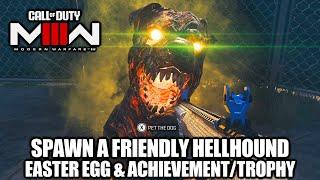 COD MW3 Zombies - Spawn a Friendly Hellhound Easter Egg - Pet a Dog in MWZ Secret Achievement/Trophy