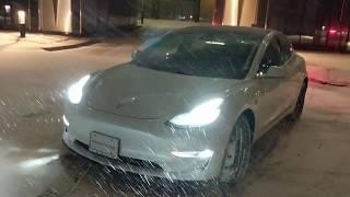 Tesla Model3 sound in the snow - Russia - Moscow Tesla Club