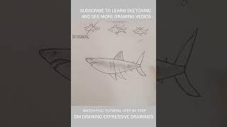 great white shark drawing trick watch full tutorial on DM drawing #drawingshorts shark drawing