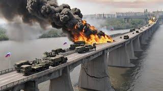 30 minutes ago! Ukraine bombed 45 trucks of Russian ammunition supply convoy on the bridge