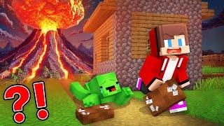 Mikey and JJ Survived The Volcano Eruption Alone in Minecraft (Maizen)