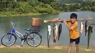 Bac's fishing skills, harvesting 13.5kg of fish in a large lake, enjoy homemade grilled fish.