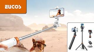 EUCOS Tripod Stand (4K) Detailed Setup & Review + Unboxing (Selfie Stick with Bluetooth Remote)