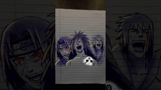 Madara itachi and sasuke pen sketch #shorts #animedrawing