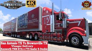 ATS 1.51 4K | San Antonio TX To Brownsville TX | Kenworth T908 RTA & FTE Reefer B-Double Trailer