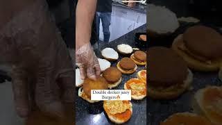 Double decker cheese burgers making | India Street Food Shorts | YourBrownFoodie #shorts #shortsfeed