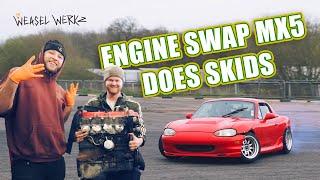 ENGINE SWAP MX5 DOES SKIDS || DWYB at Santa Pod