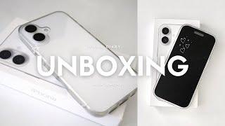 iPhone 16 aesthetic unboxing  (white ) + accesories