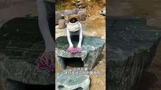 Outdoor stone table and stone bench! High-end and simple #natural stone #tea table #stoneart