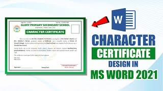 Printable School/College Character Certificate in MS Word Hindi Tutorial !